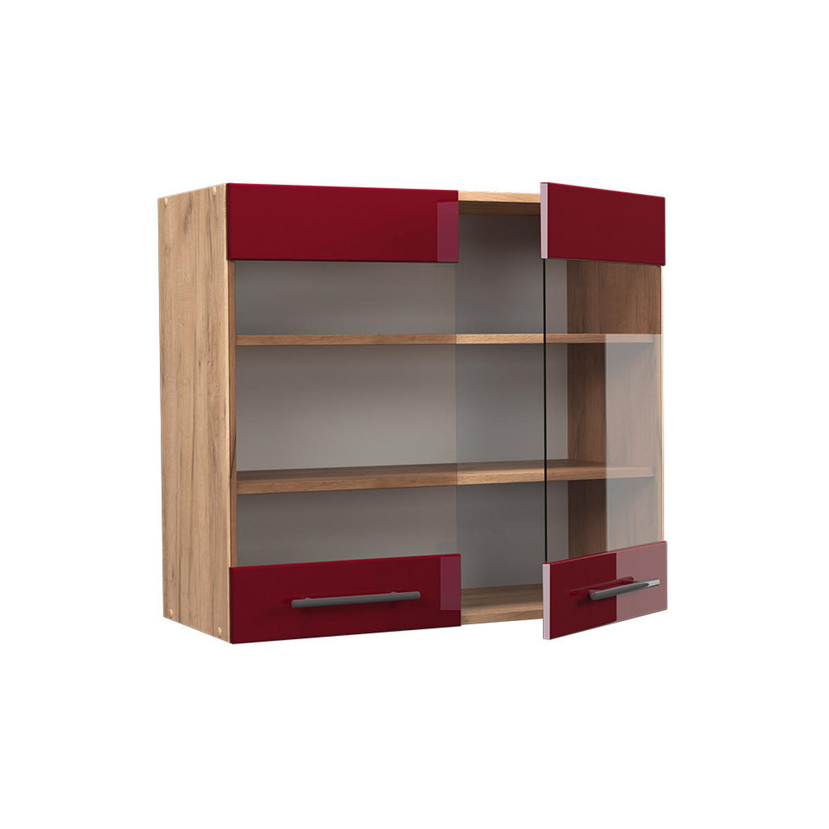 KÜCHENGLASSCHRANK Fame-Line Bordeaux Hochglanz 80 cm - Honigeiche/Bordeaux, Holzwerkstoff (80/72/34.1cm) - Vicco