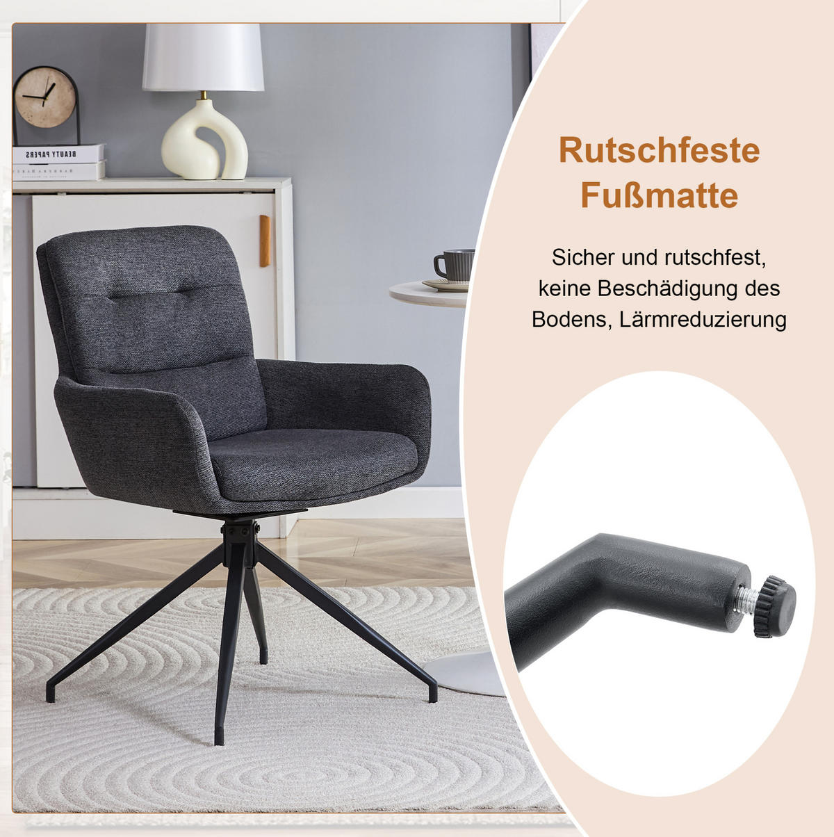 ESSZIMMER-SET 3-tlg. mit Glastisch 85 cm Schwarz/Dunkelgrau - Schwarz, Metall (85/76/85cm) - Meubliv