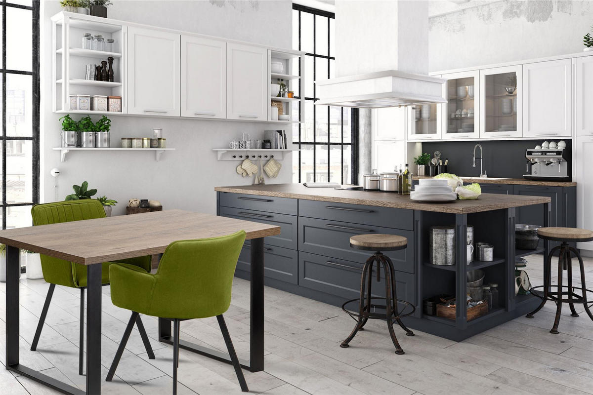 ESSTISCH CETO rechteckig Loft-Stile, eiche lefkas - Eichefarben/Dunkelbraun, Holz/Metall (80/125/77cm) - KONSIMO®