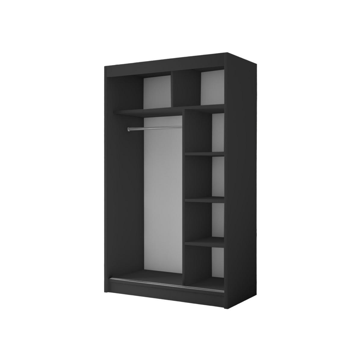SCHWEBETÜRENSCHRANK Padwa 120 cm mit Spiegel 2-türig, schwarz - Schwarz, Kunststoff (120/215/61cm) - Margaret Hadas24