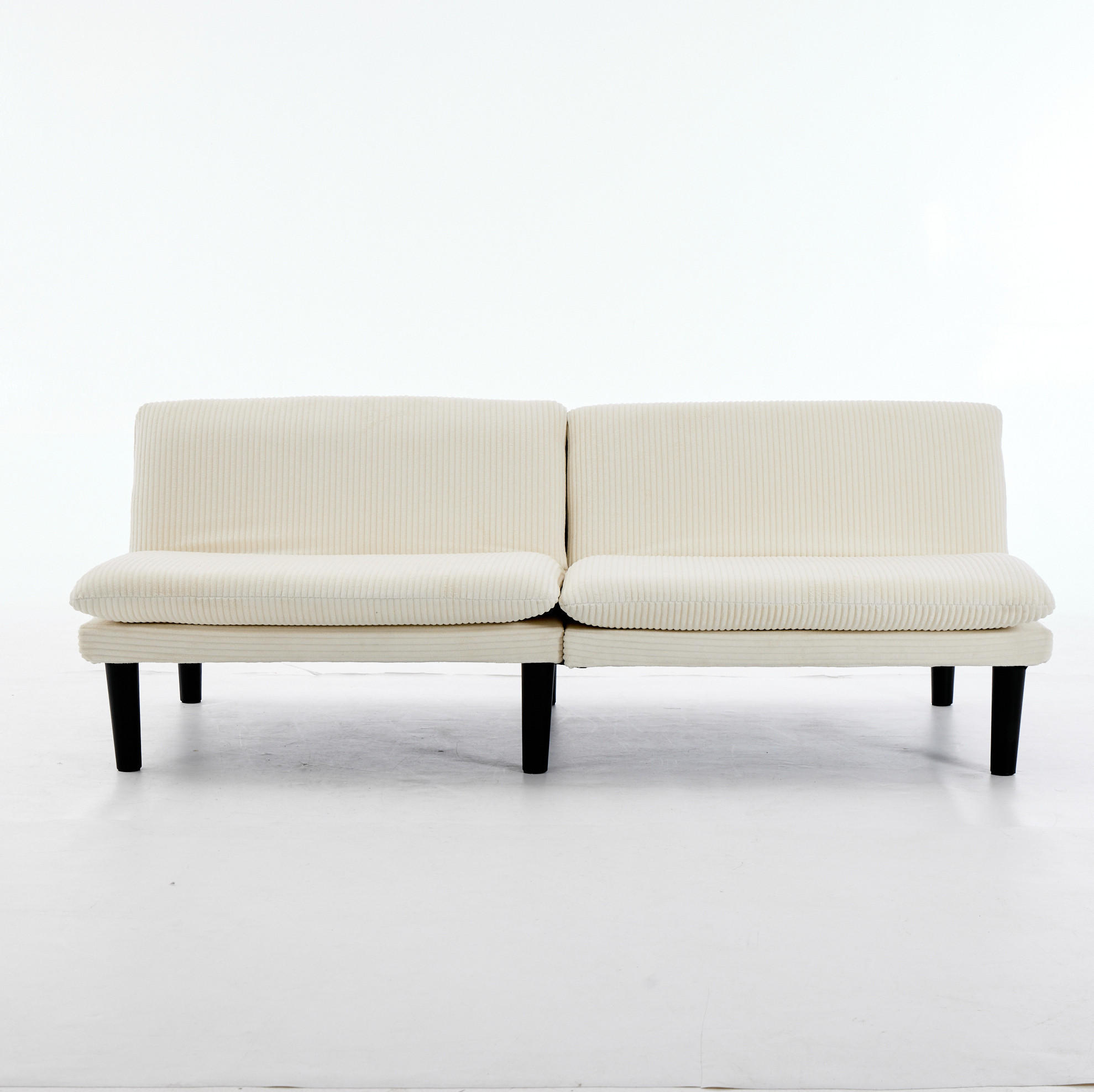 Modfu ROZKLÁDACÍ 2místná pohovka z sametu 168x86x67 cm béžová s 3polohovým opěradlem a funkcí lůžka