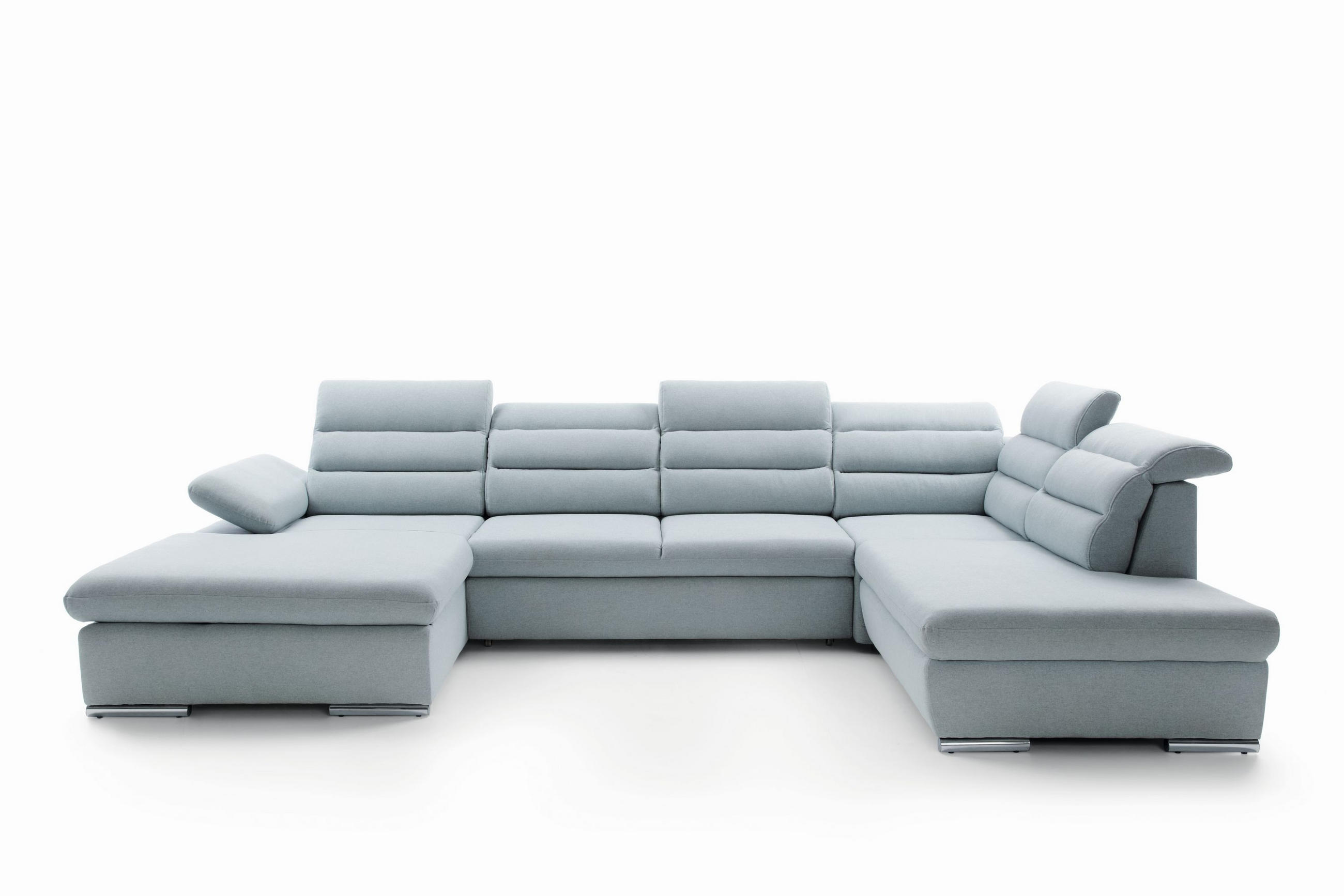 WOHNLANDSCHAFT RISO Blau Velours-Stoff mit Schlaffunktion - Blau, Holz (356/100/230cm) - MASSENO