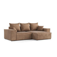 ECKSOFA SENSO mit Schlaffunktion Braun im Wind Stoff - Schwarz/Braun, Holz/Holzwerkstoff (255/148cm) - AltaBeds