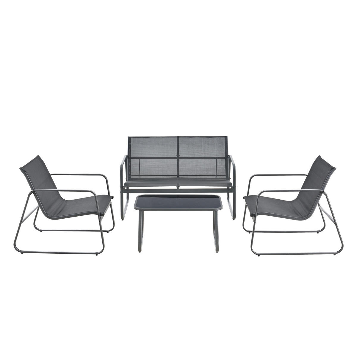 GARTENMÖBEL-SET 4 TLG. Anzi - Grau, Glas/Textil - casa.pro
