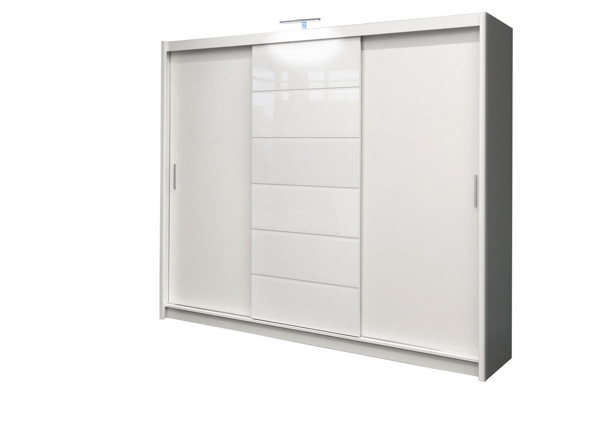 SCHWEBETÜRENSCHRANK SHYVANA 250/215/61 cm 3-türig Weiß - Weiß, Holzwerkstoff (250/215/61cm) - MASSENO