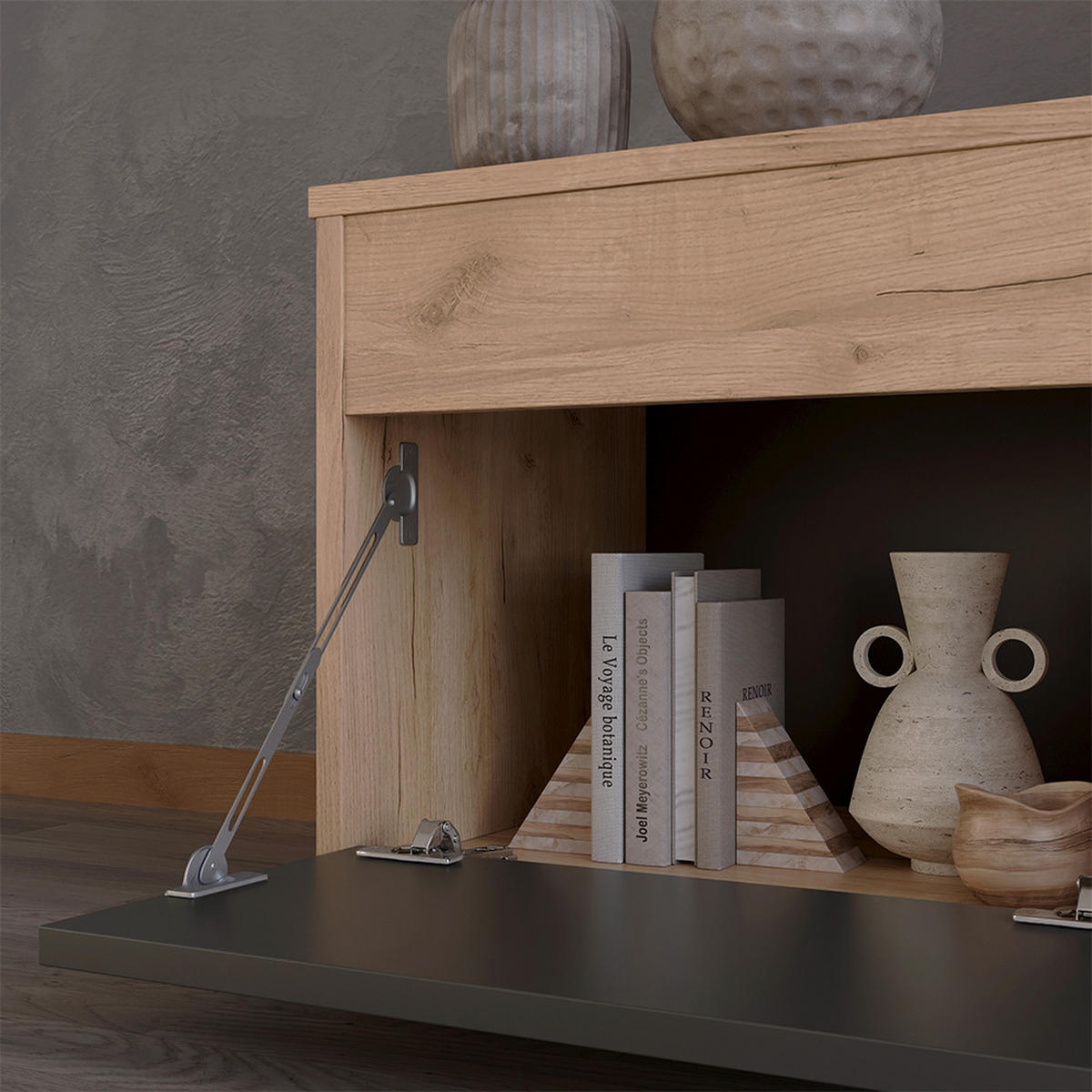 ŽIVÁ STĚNA Berno Zlatý dub power/antracit - medově dubová/antracitová, kompozitní dřevo (139.8/38.9/35.4cm) - Vicco