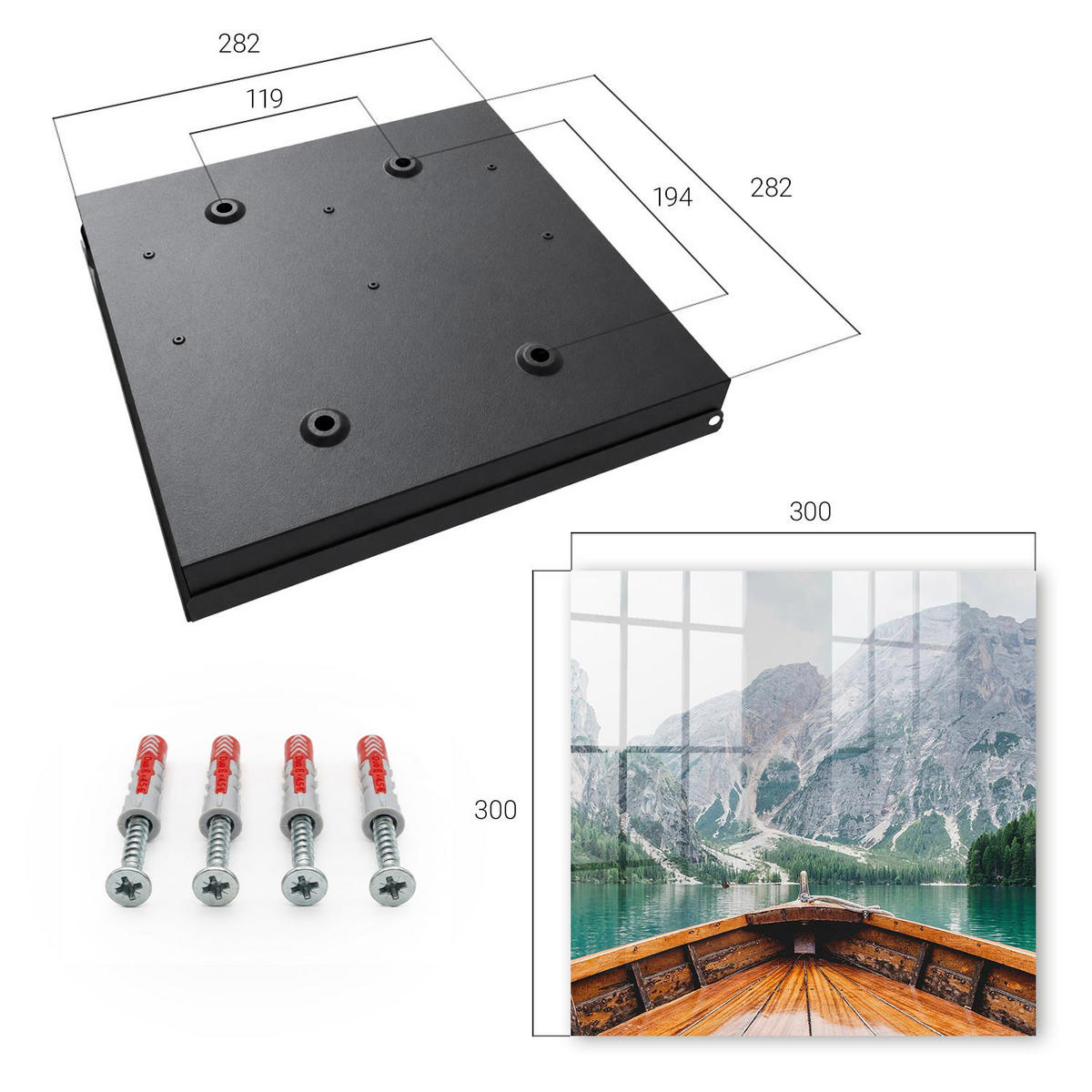 SCHLÜSSELBOX Schwarz 30x30 cm- Türöffnung nach rechts - Bergsegeln - Braun, Metall (30/30/5cm) - TULUP