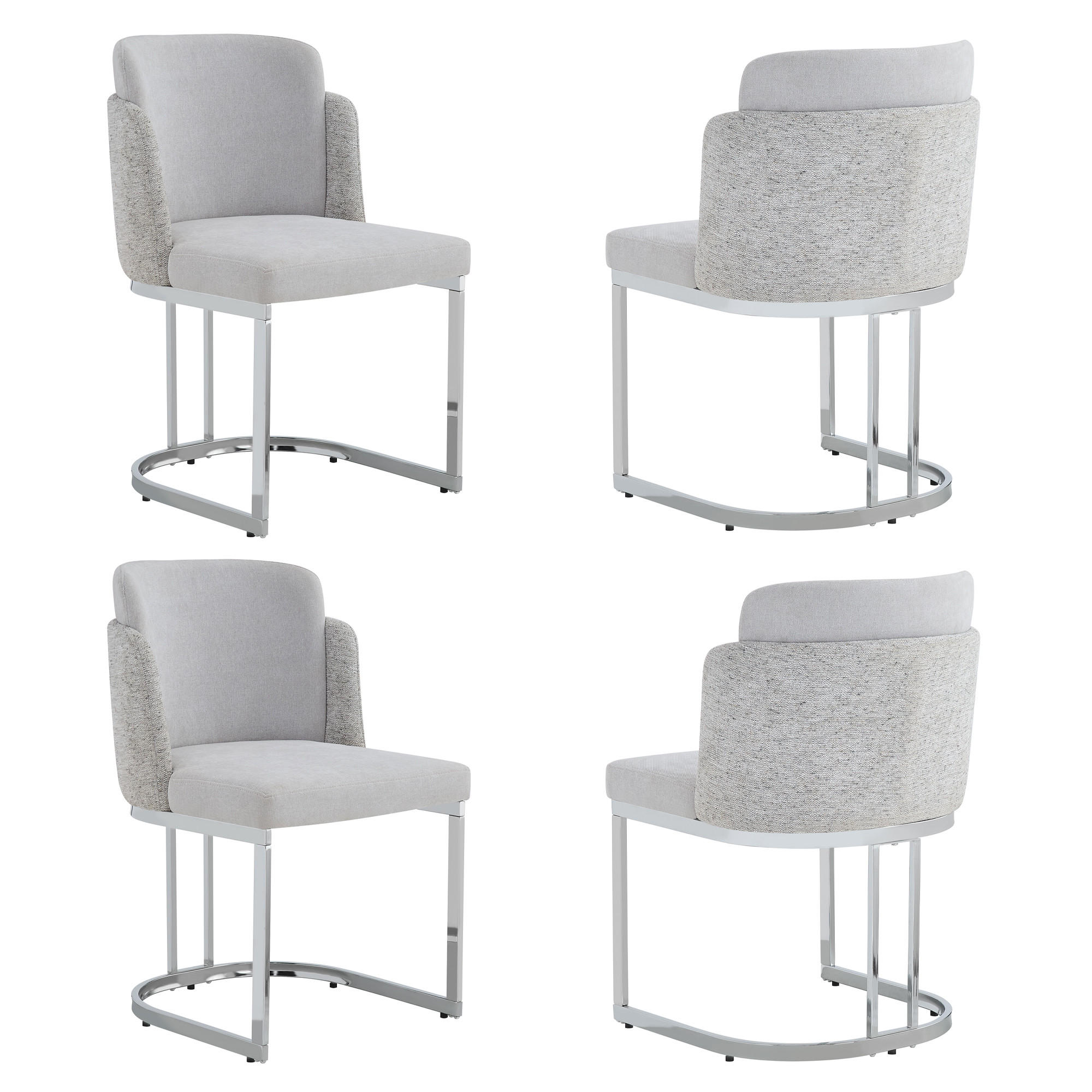 STUHL-SET DE-35869 4 Stück mit Silberbeinen Hellgrau - Grau, Metall (53.5/86/61.5cm) - ComfortXL