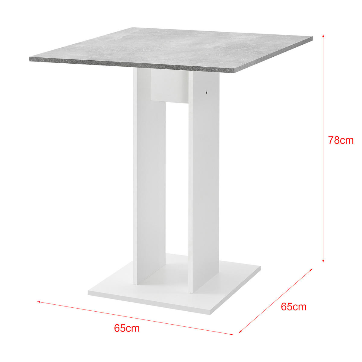 KUCHYŇSKÝ STŮL Lindesnes - šedá/bílá, kompozitní dřevo (65/65/78cm) - [en.casa]