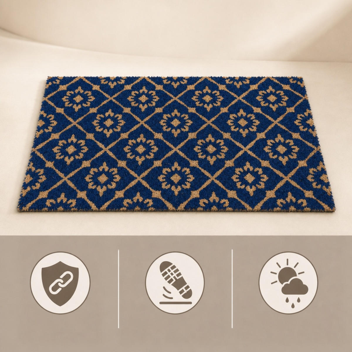 ROHOŽKA Modrá kokos protiskluzová 60x40 cm - různobarevná, textil/plast (60/40cm) - Relaxdays