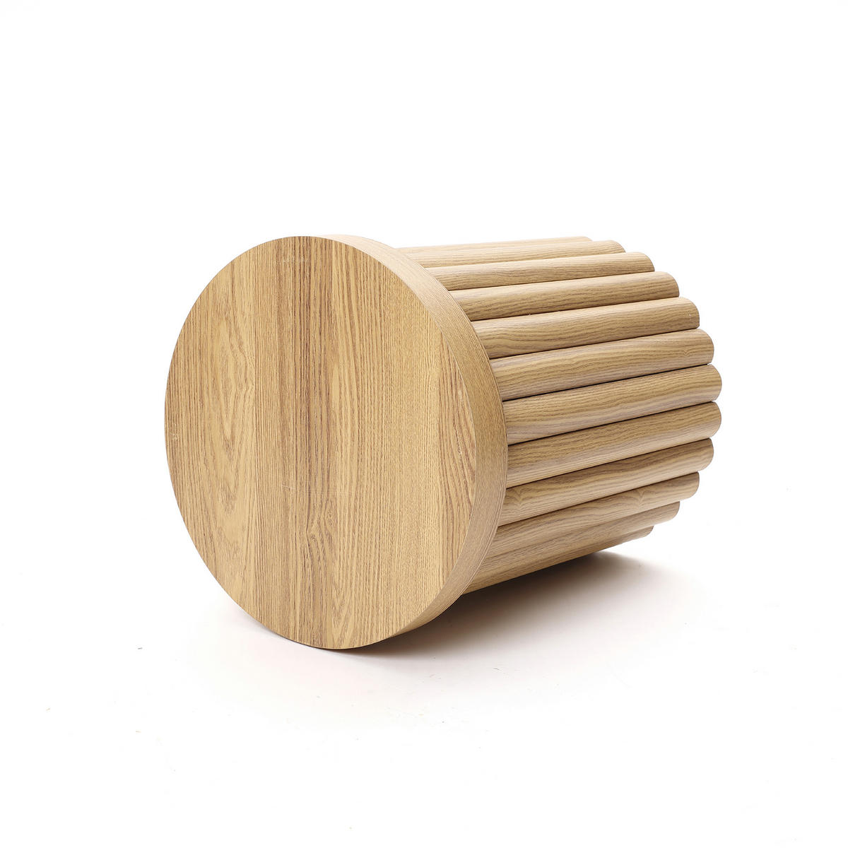 BEISTELLTISCH Modern mit zylindrischem Fuß, Holz | Ø40 x H50 cm - Eichefarben, Holz (40/40/50cm) - Hometopia