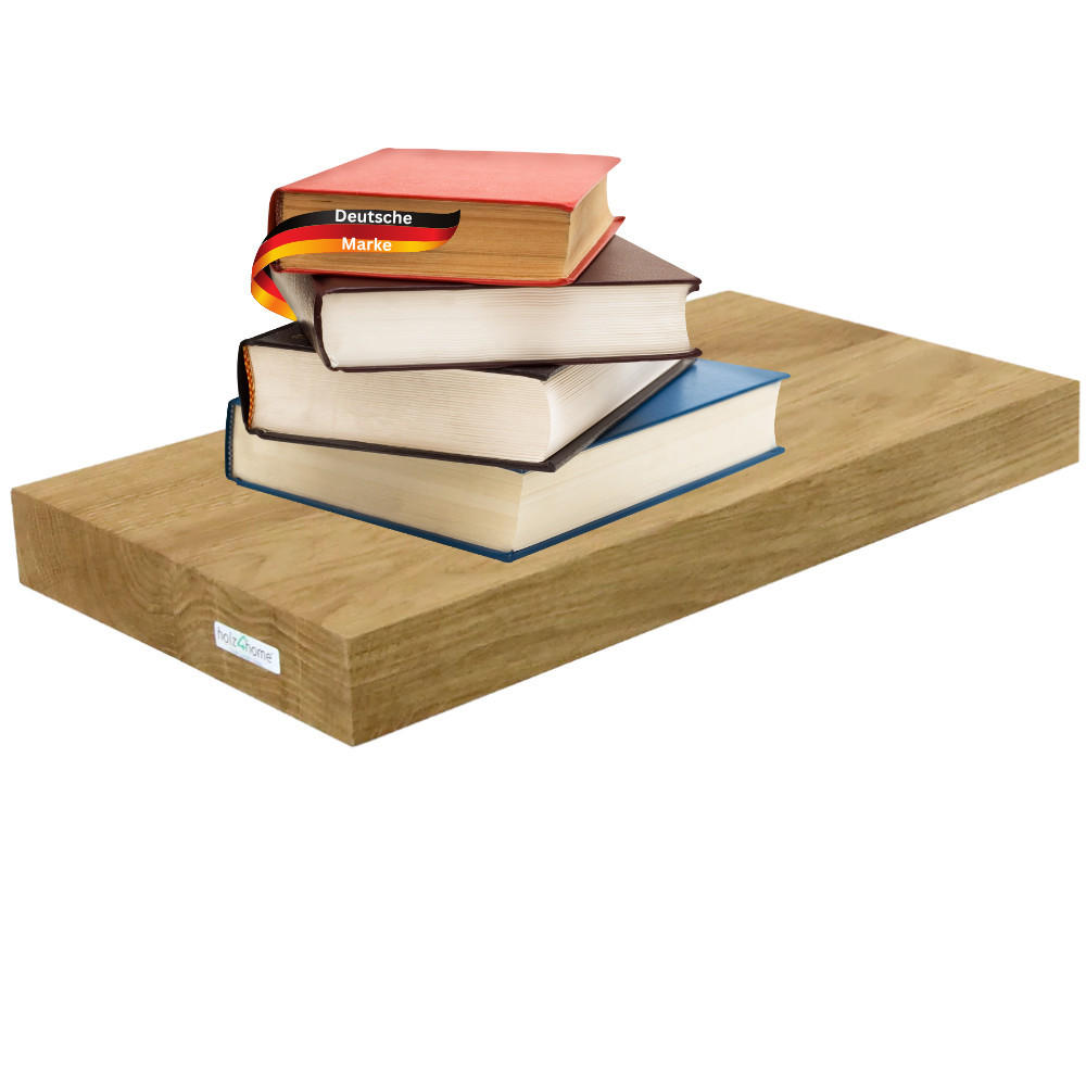 WANDREGAL Holz schwebend KYLO Eichenholz Massiv 60x22x4 cm - Braun, Holz (60/4/22cm) - DELUKE
