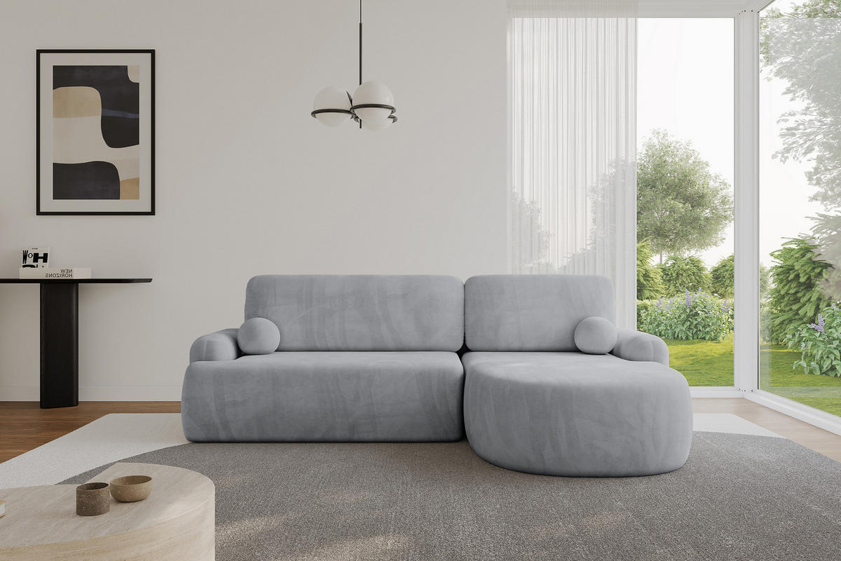 ECKSOFA mit Schlaffunktion und Bettkasten LIRA-L - 264x172x89 Grau - Grau, Holzwerkstoff/Textil (172/264cm) - ALTDECOR