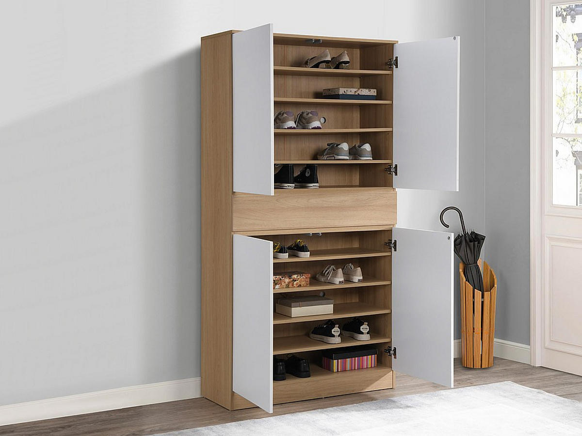 SCHUHSCHRANK - 100 cm x 40 cm - holz - naturfarben hell, weiß Coviana - Weiß, Holz (100/191/40cm) - Vente-Unique