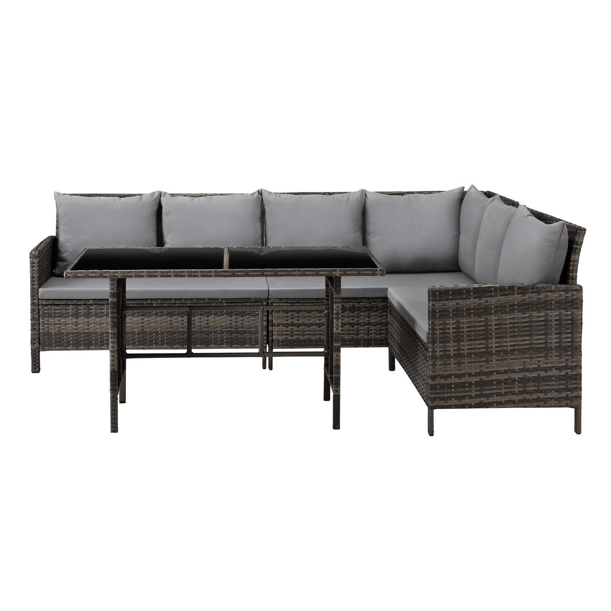 RATTAN-LOUNGE Madison - Braun/Grau, Kunststoff - SVITA