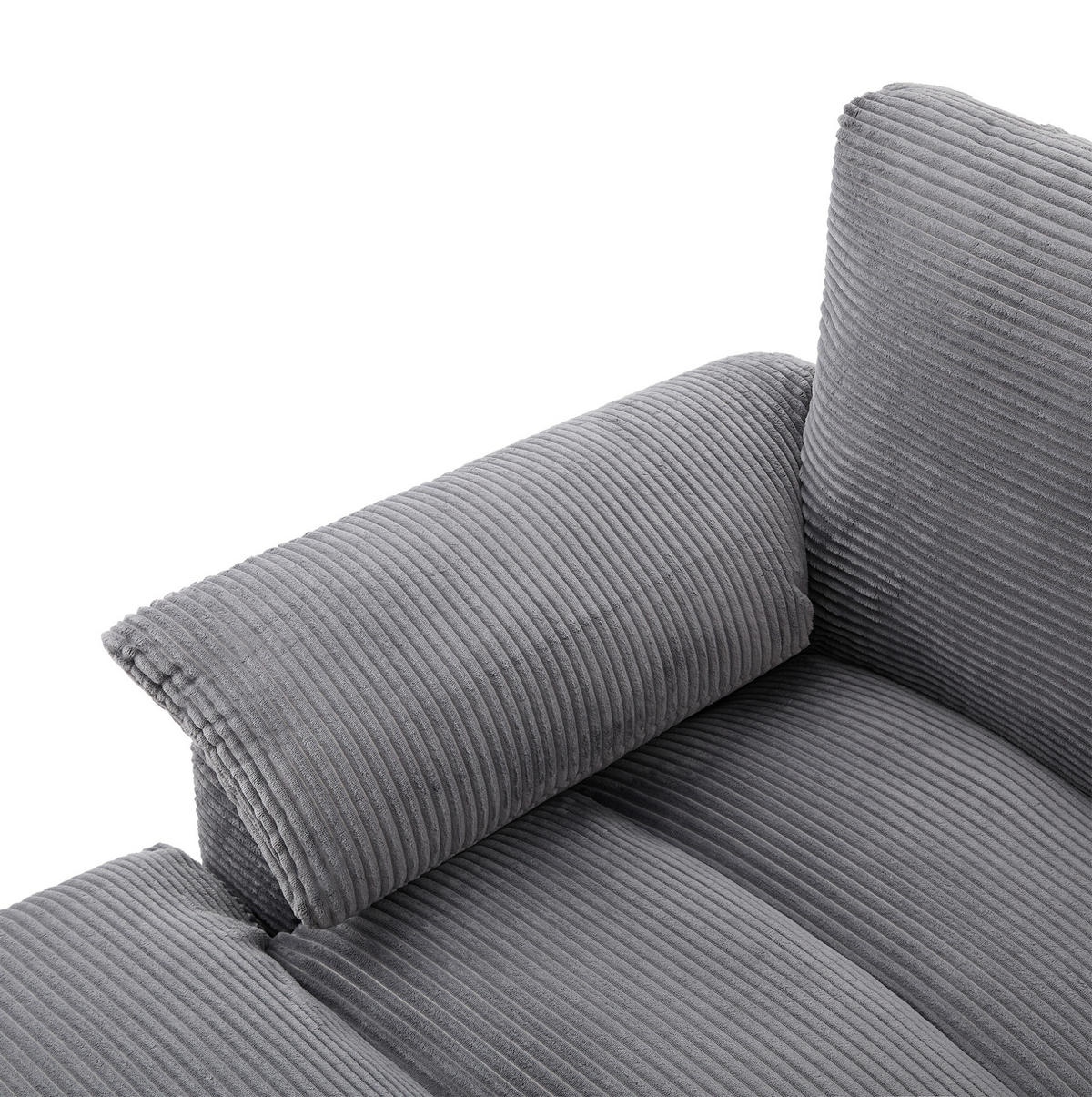 SOFA in U-Form mit Stauraum 293 x 142 cm Cord Grau mit 2 Kissen - Grau, Kunststoff (142/93/293cm) - Meubliv