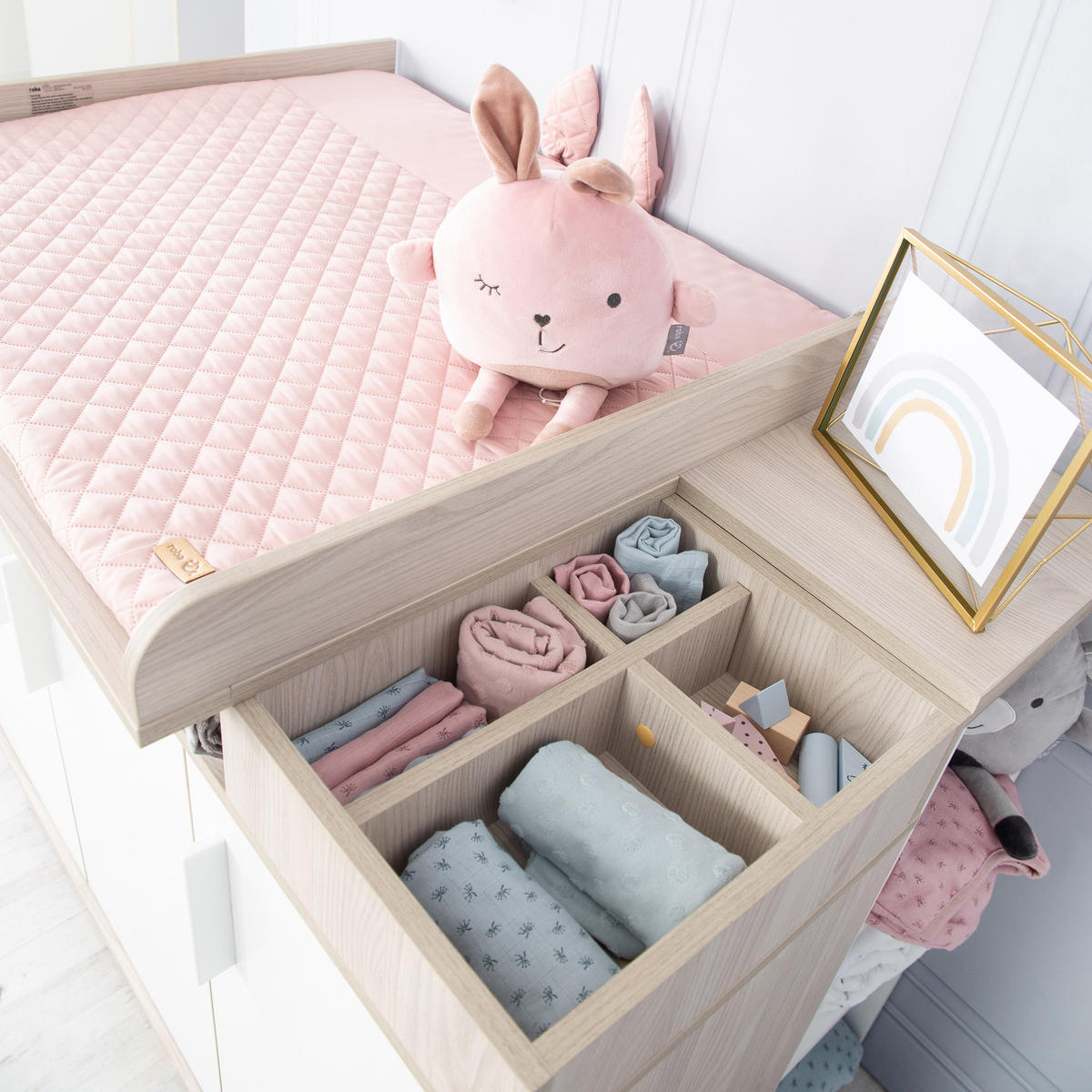BABYZIMMER-SET Olaf 2-teilig - Multicolor/Weiß, Holzwerkstoff (76/82/142.5cm) - Roba