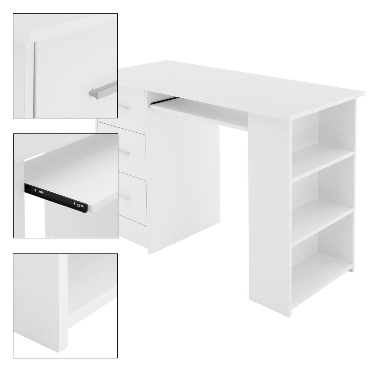 SCHREIBTISCH - Weiß, Holzwerkstoff (110/49/75cm) - ML-DESIGN