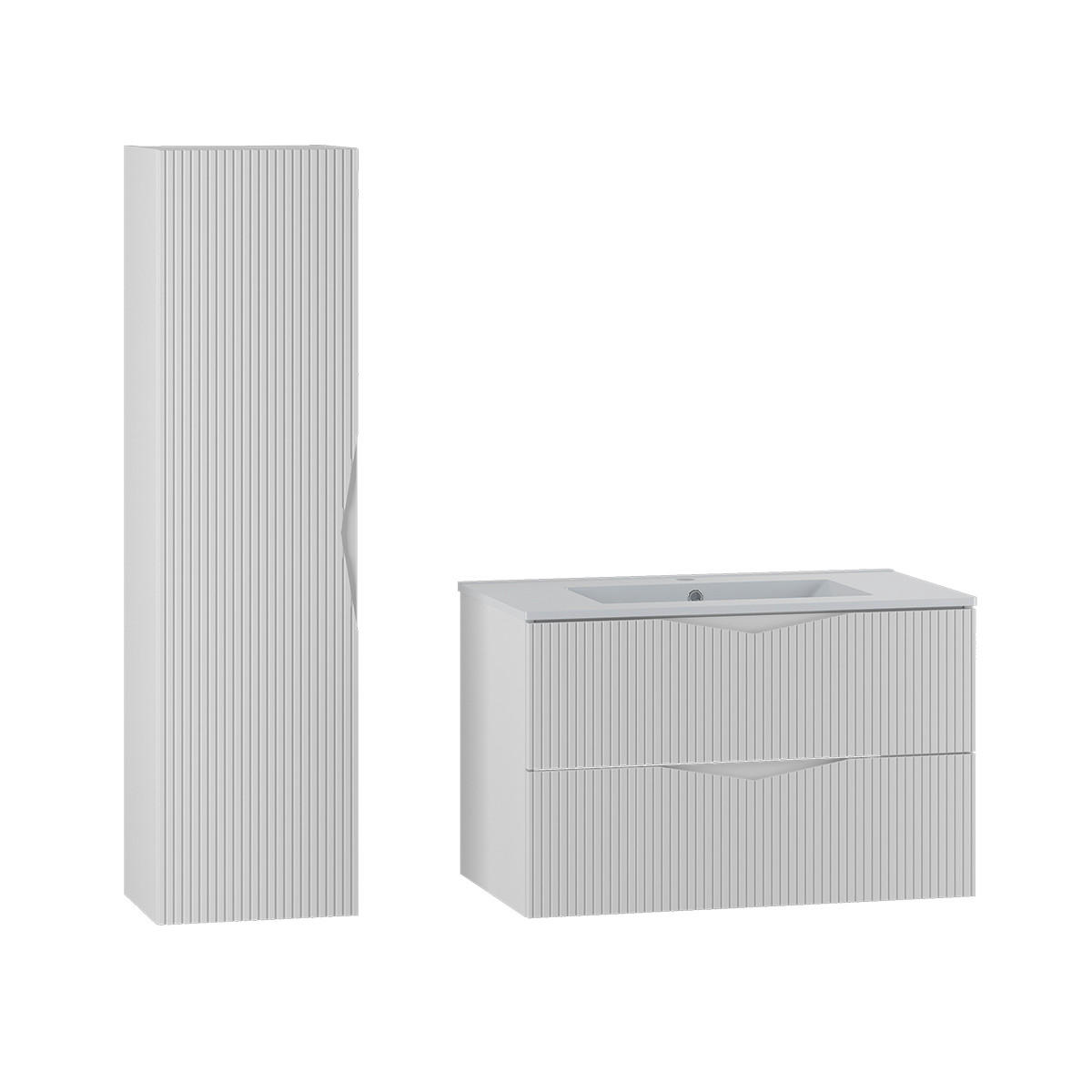 BADMÖBEL Tao 2er-Set Weiß - Weiß, Holzwerkstoff (80/50/45.8cm) - Petits-meubles