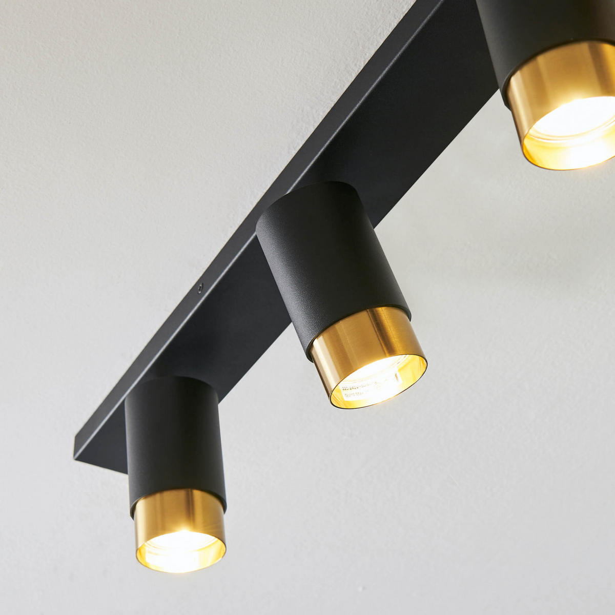 DECKENLEUCHTE Pozzo, Schwarz und gold, 80cm - Goldfarben, Metall (80/6/12.5cm) - KOSILUM