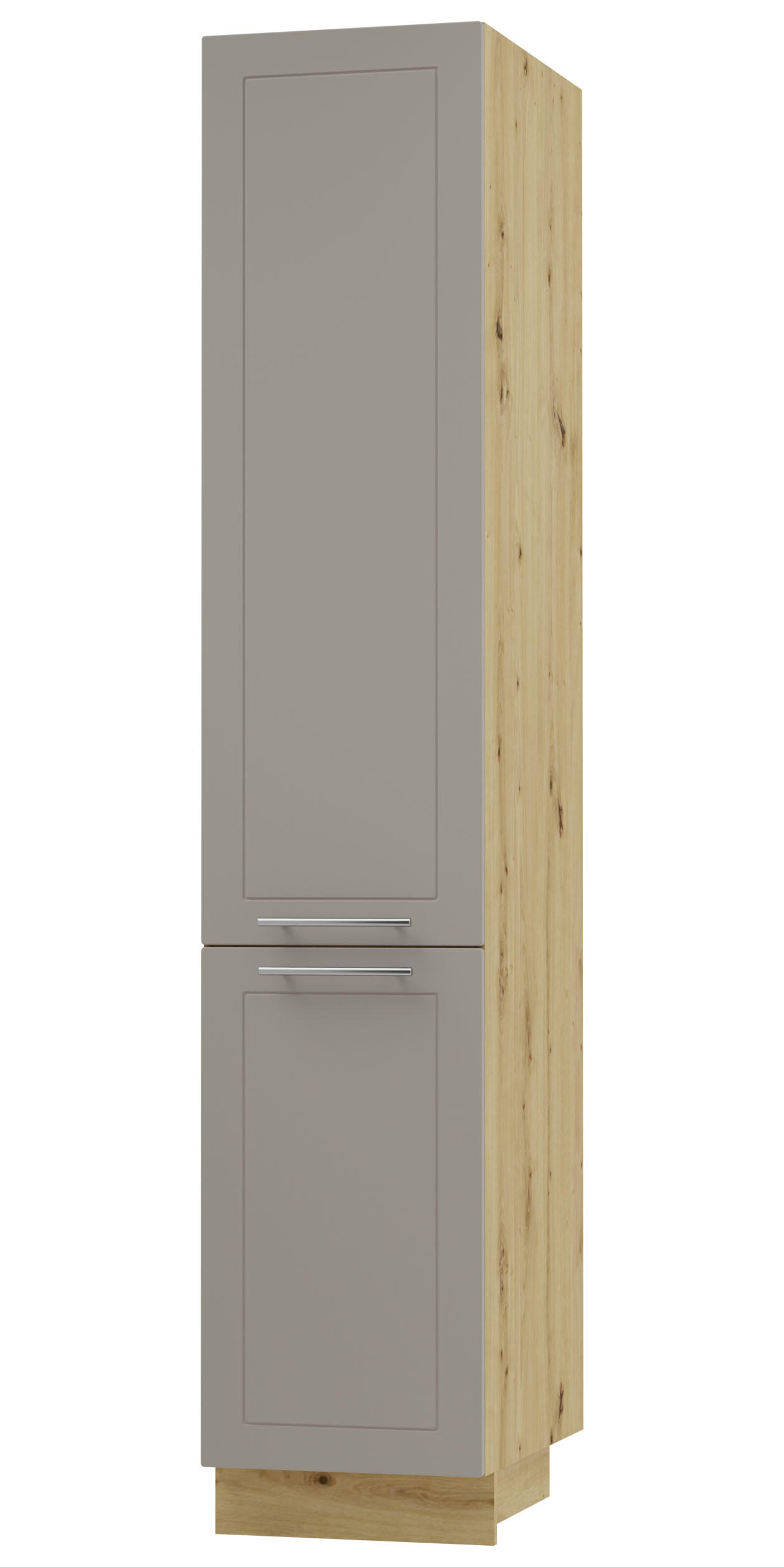 APOTHEKERSCHRANK Kvantum 2D14K/40/kargo Beige Matt / Eiche Artisan Matt 40 / 59 / 207cm - Beige/Eiche Artisan, Holz/Holzwerkstoff (40/207/59cm) - Feldmann-Wohnen