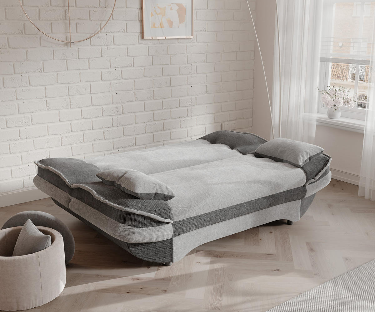 SCHLAFSOFA ORLIN mit Bettkasten Dunkelgrau/Hellgrau - Dunkelgrau, Holzwerkstoff/Kunststoff (200/85/90cm) - Idohome
