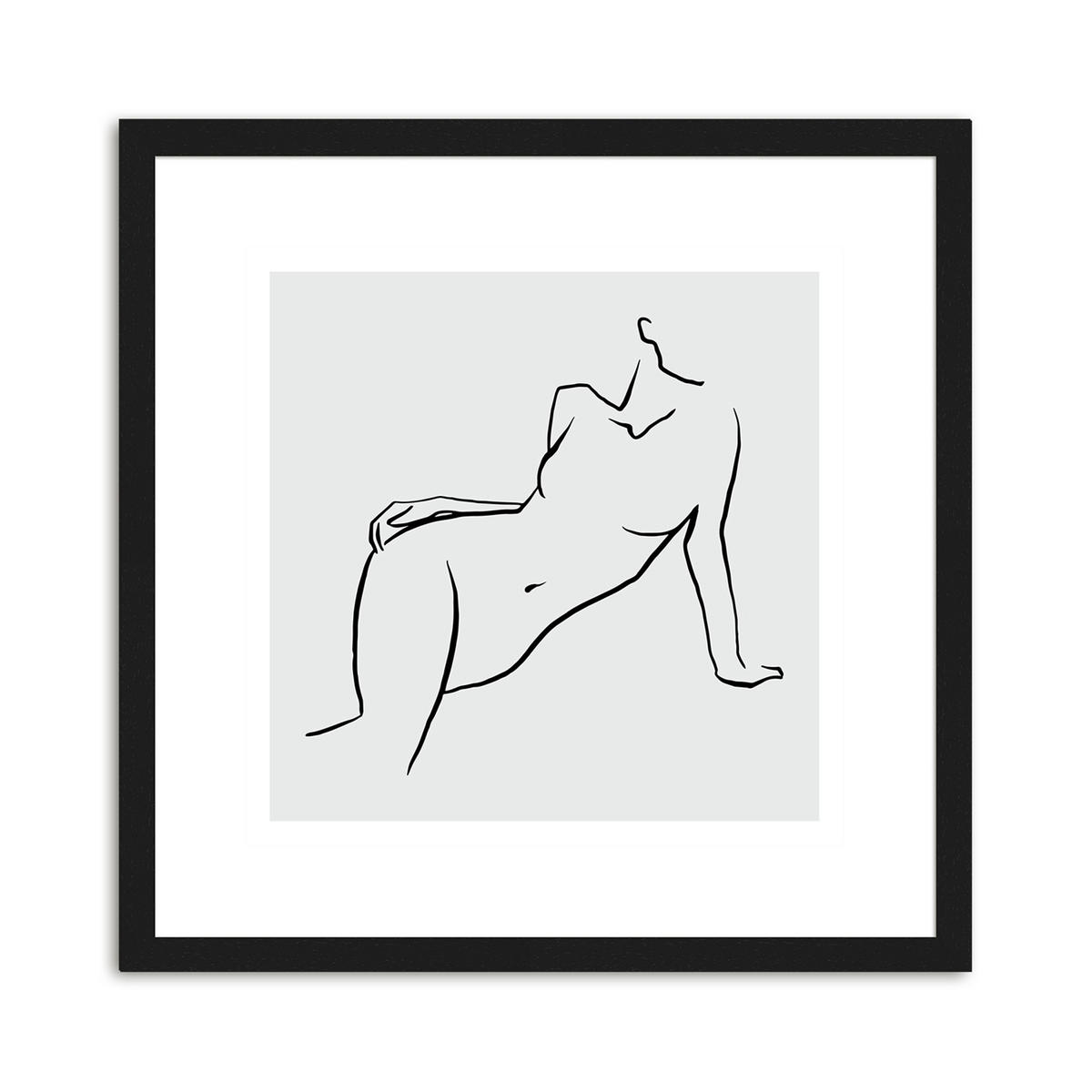 BILDER-SET mit Rahmen 4 x 30x30 cm Line Art Frauen schwarz weiß - Weiß, Holz (30/30cm) - artissimo