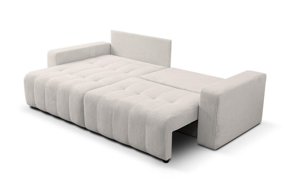 ECKSOFA Masina Weiß, Schlafsofa aus Cordstoff - Weiß, Holzwerkstoff (245/143cm) - Bettso