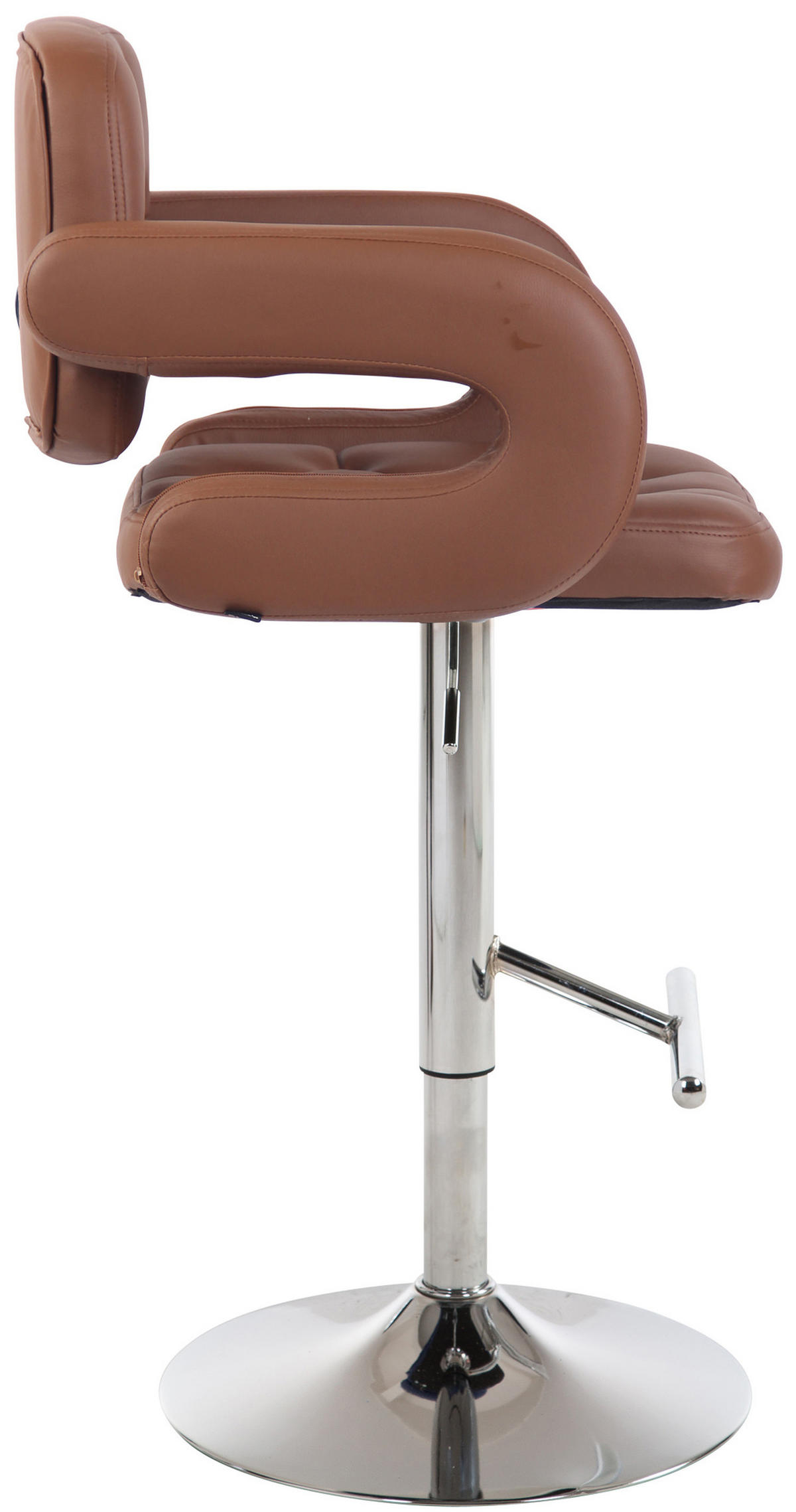 BARHOCKER Dubai, Gestell Metall in Chromoptik, Kunstleder Cognac - Chromfarben/Cognac, Kunststoff/Textil (52/100/55cm) - TPFLiving