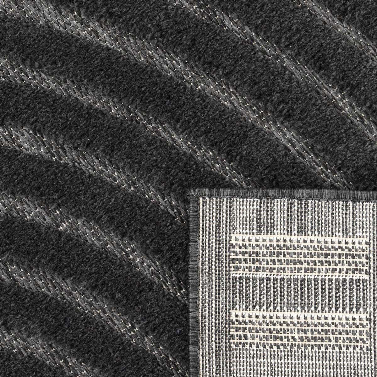 TEPPICH Kurzflor Struktur Wohnzimmer schmutzabweisend Anthrazit Rechteckig 160x220 - Anthrazit, Textil (160/220cm) - KADIMA DESIGN