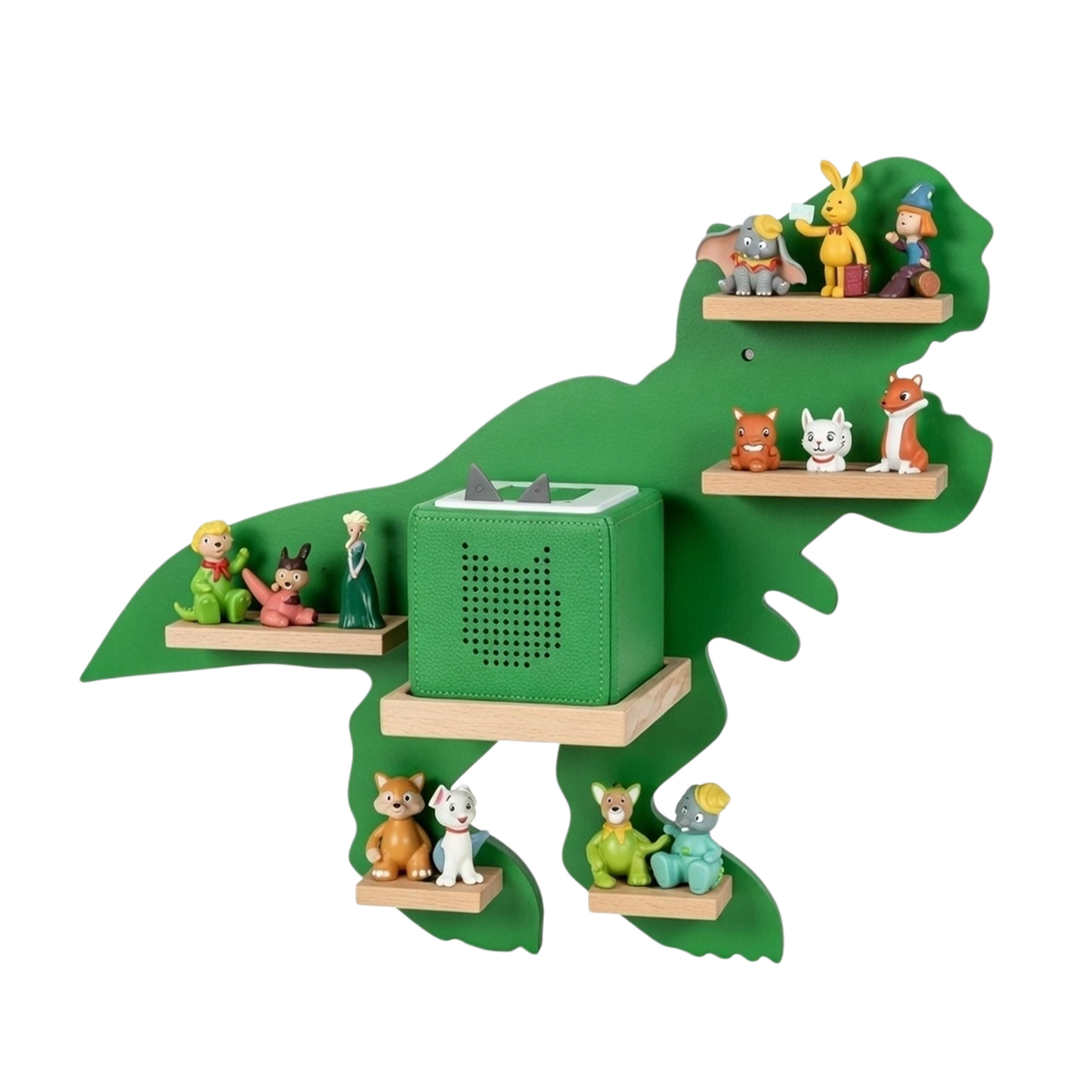 REGAL Holzfarben Dino mit Magnetleisten - Grün, Holz/Holzwerkstoff (59/45/15cm) - Relaxdays