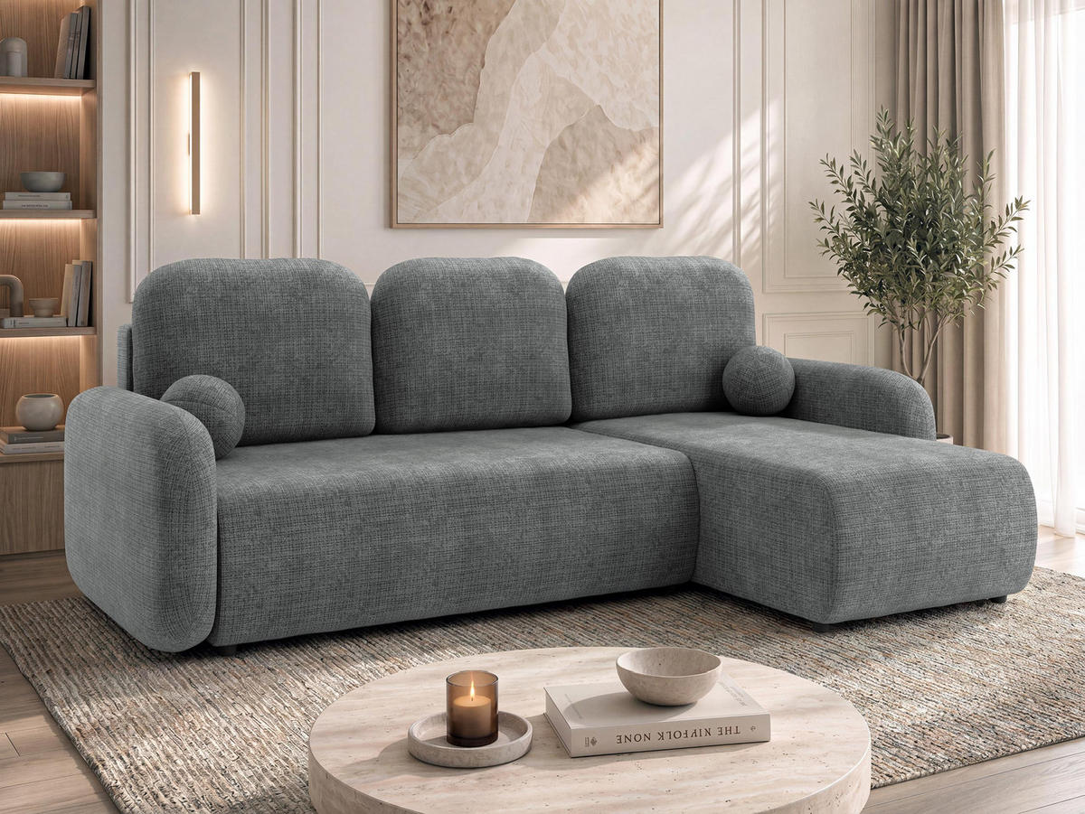 ECKSCHLAFSOFA Gizefa - Schwarz/Grau, Holz/Kunststoff (233/147cm) - MIRJAN24