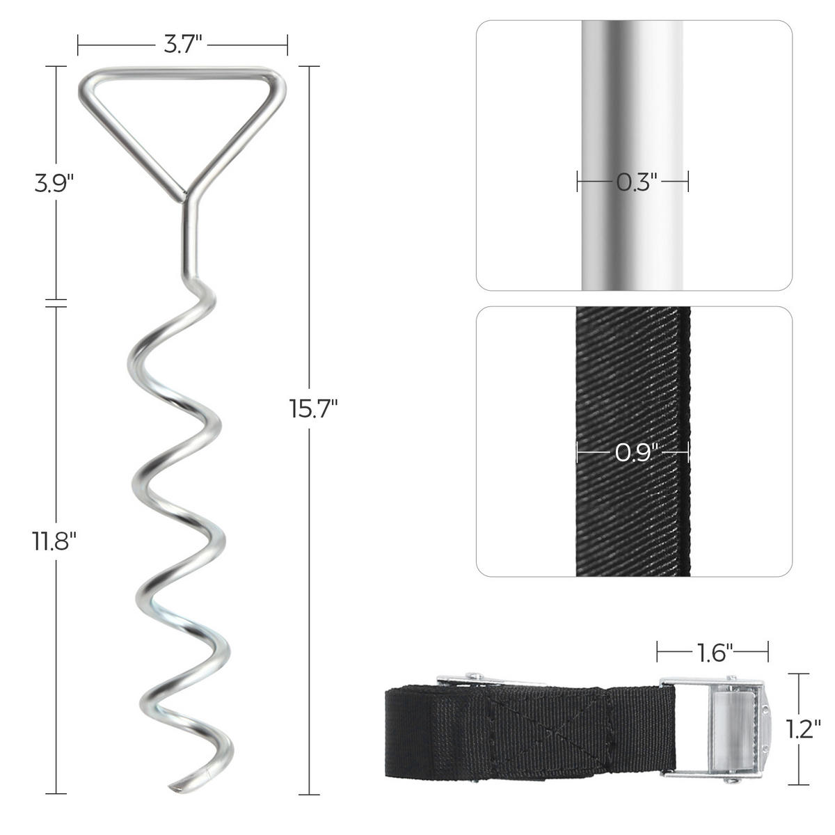 SPANNGURT Spring - Schwarz, Metall (40/1/2cm) - SONGMICS