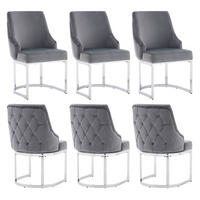 ESSZIMMERSTÜHLE 6er-Set Samt Silber Metall Grau - Silberfarben/Grau, Textil (59/89/55cm) - FLIEKS