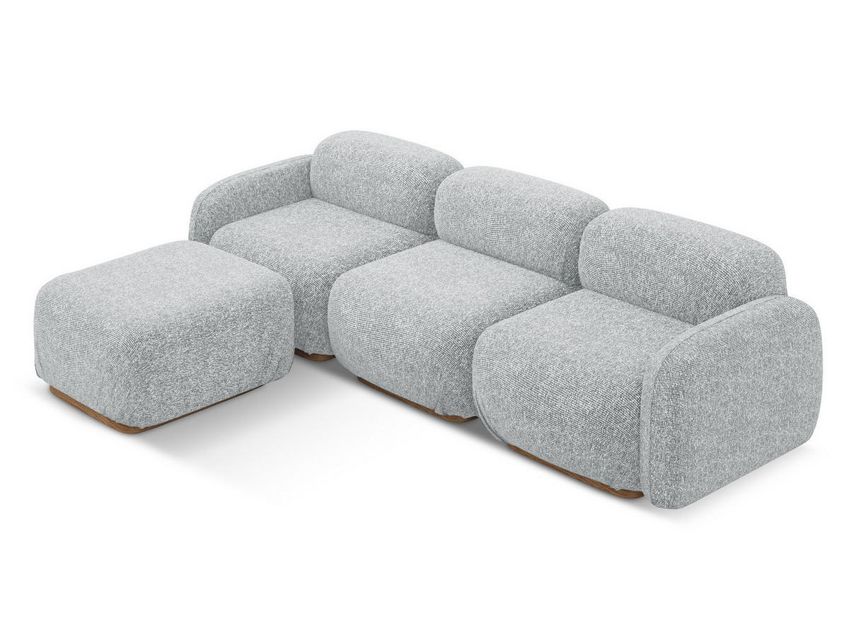 ECKSOFA Beidseitig Strukturstoff Stoff Grau - Silberfarben/Braun, Holz/Textil (270/190cm) - Makamii