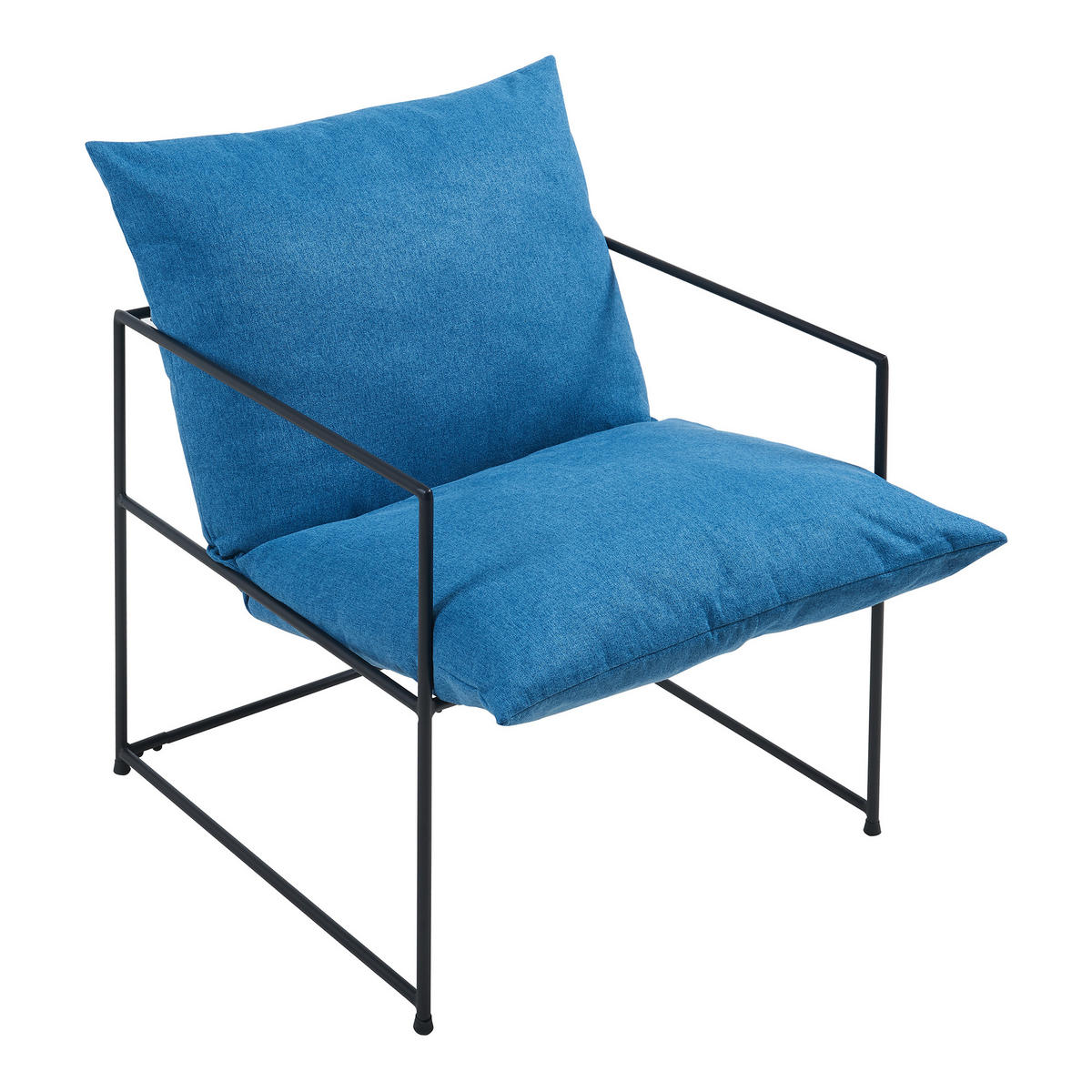 SESSEL Utsjoki - Blau/Schwarz, Textil/Metall (61/90/70cm) - [en.casa]
