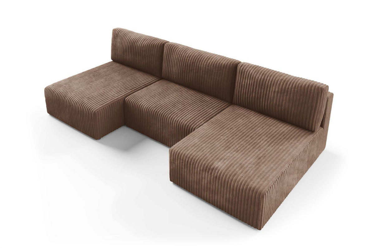 WOHNLANDSCHAFT Natalia - Beige, Holzwerkstoff/Textil (304/85/149cm) - Fun Möbel