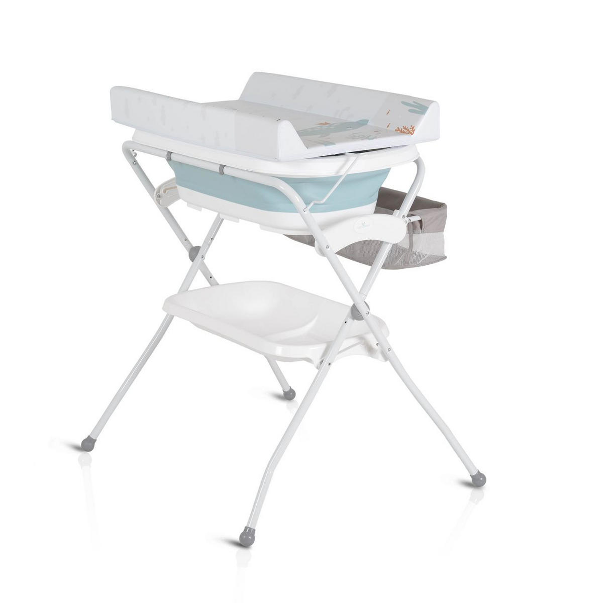 BABYWANNE Wickeltisch Como 2 in 1 blau faltbar, Wickelauflage, Zubehörfach - Blau, Kunststoff (85/72cm) - Cangaroo