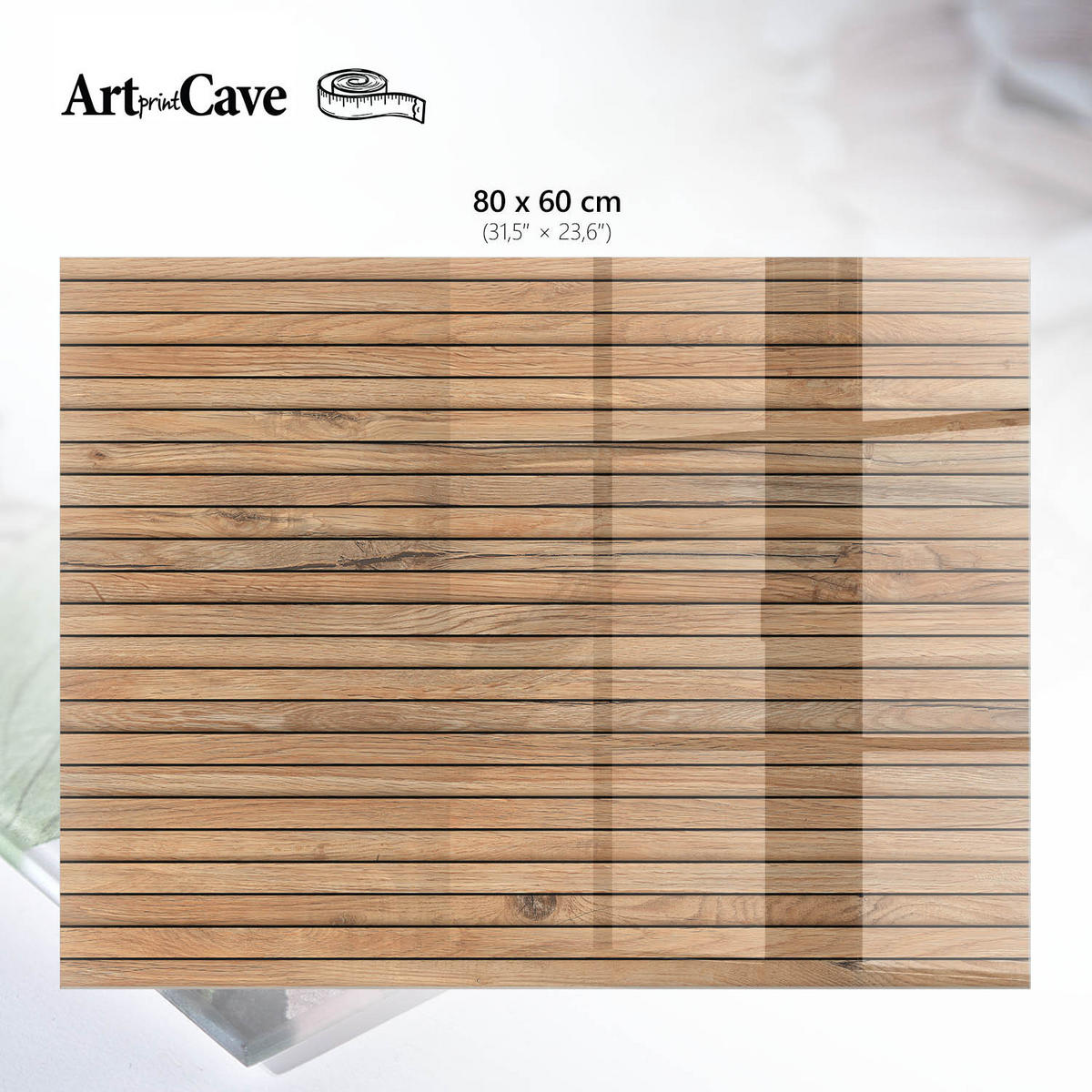 GLASPLATTE 80x60 cm – Holzstruktur - Braun, Glas (0.4/80/60cm) - ArtPrintCave