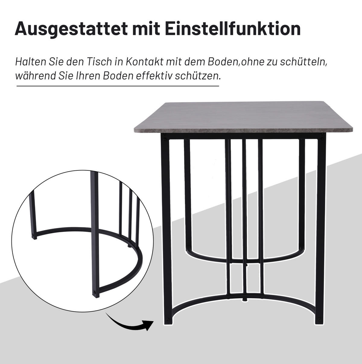 ESSTISCH mit Metallgestell 140/80/75 cm in Grau mit Marmormuster - Grau, Holzwerkstoff (140/80/75cm) - BEAOK