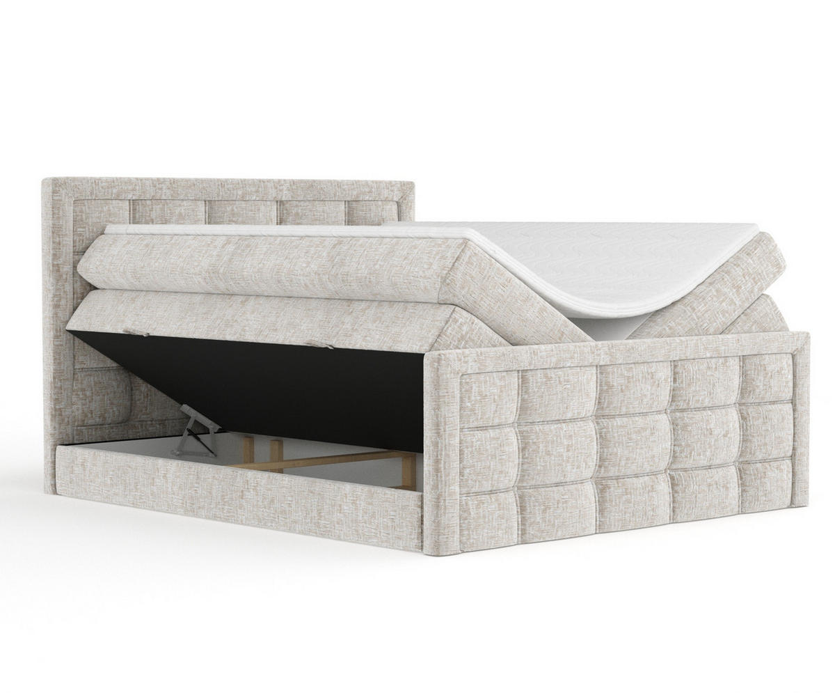 BOXSPRINGBETT Ambrosia Beige 200/200 cm - Beige/Schwarz, Holz/Holzwerkstoff (200/200cm) - Maison de Reve