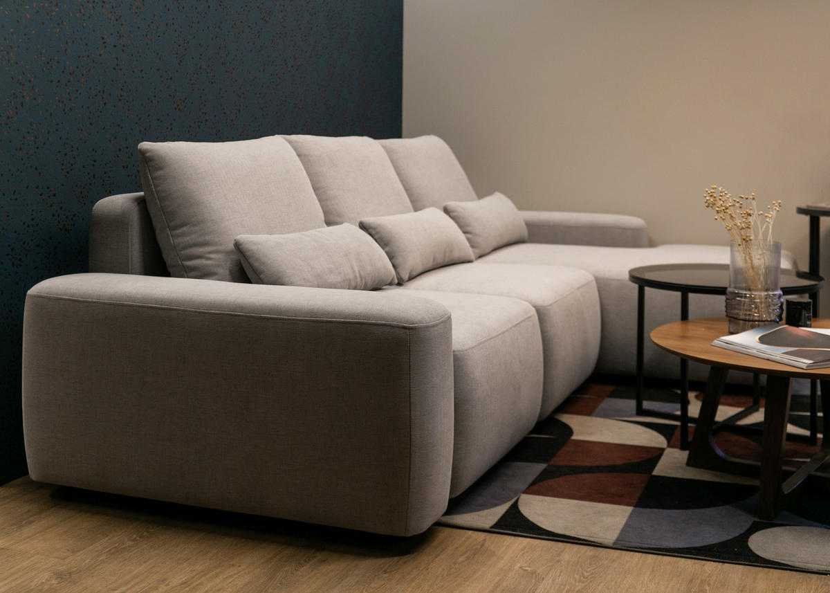 ECKSOFA Carnos Chenille-Bezug in Grau - Grau, Textil (264/162cm) - Selsey