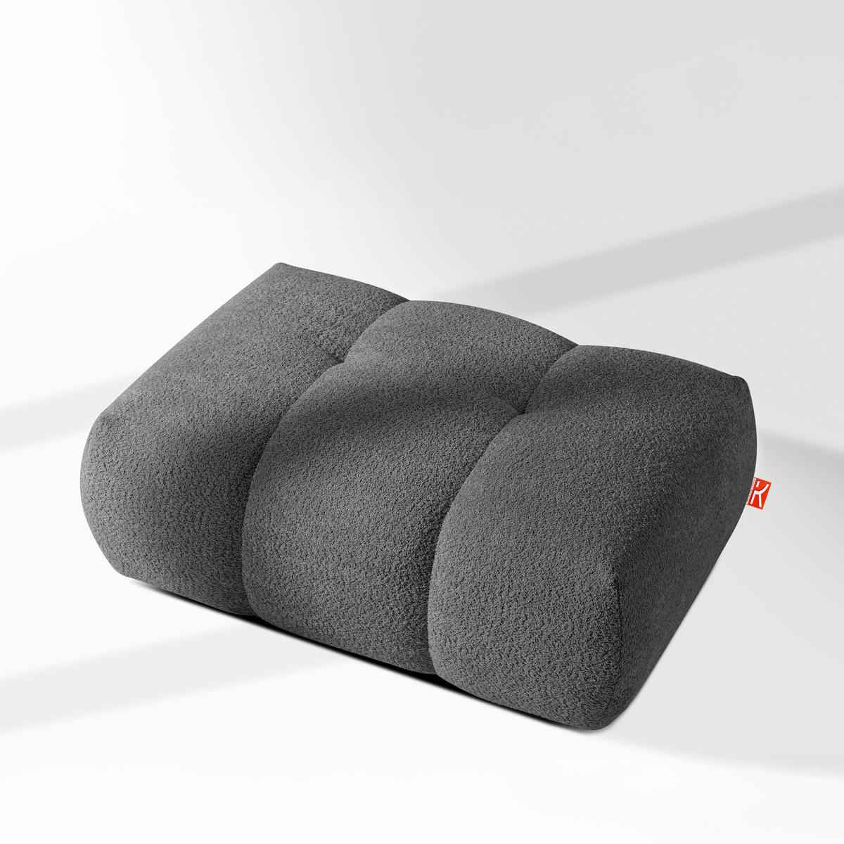 POUF LIRA, Dunkelgrau, Bouclé - Dunkelgrau, Holz/Holzwerkstoff (96/43/50cm) - KONSIMO®