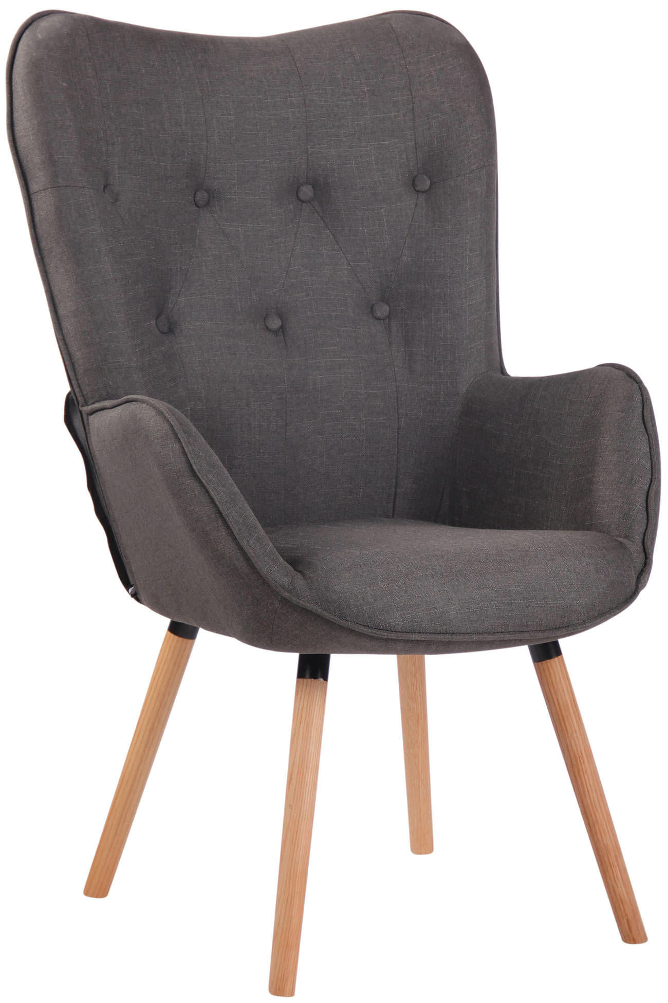 SESSEL Stoff dunkelgrau - Eukalyptusholzfarben/Dunkelgrau, Holz/Textil (69/108/73cm) - CLP