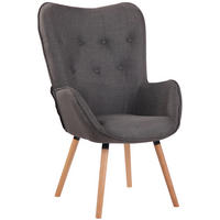 SESSEL Stoff dunkelgrau - Eukalyptusholzfarben/Dunkelgrau, Holz/Textil (69/108/73cm) - CLP