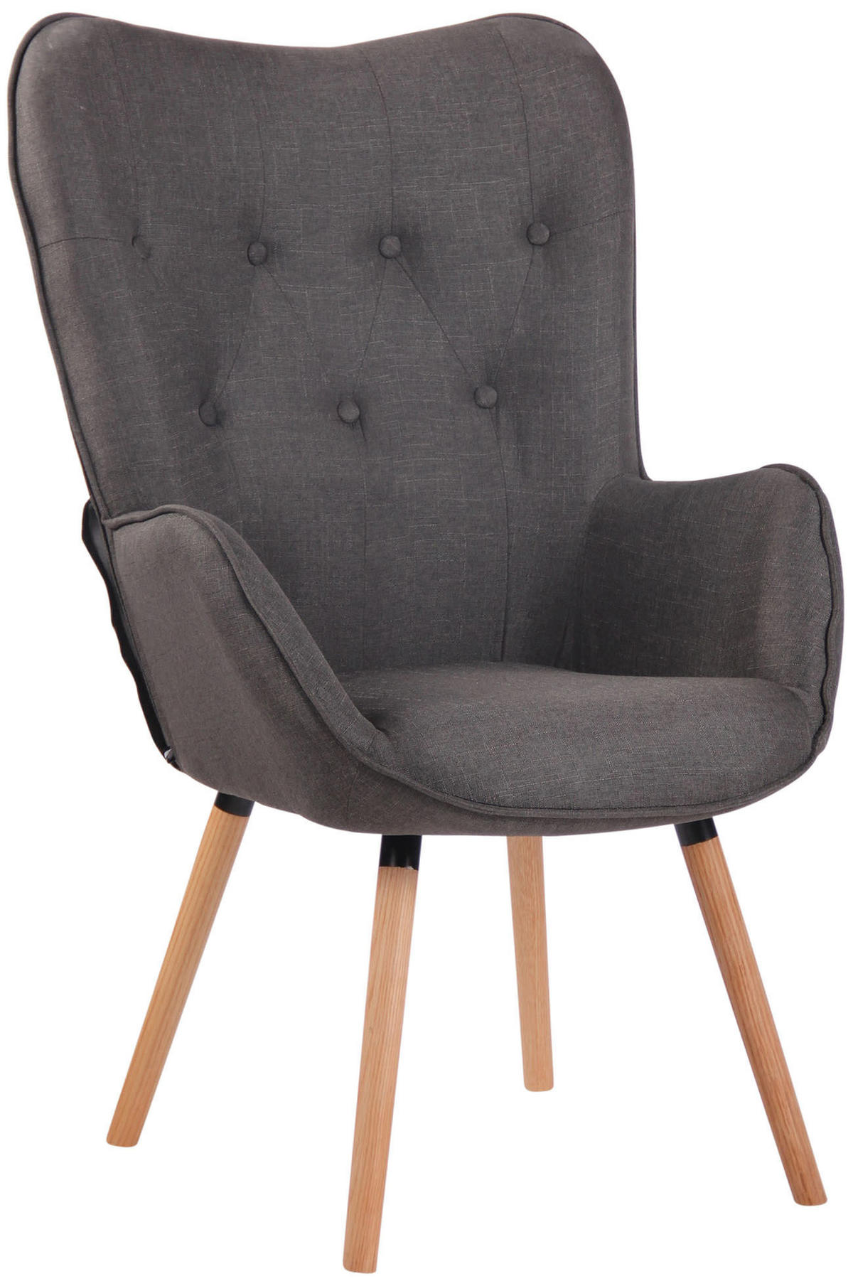 SESSEL Stoff dunkelgrau - Eukalyptusholzfarben/Dunkelgrau, Holz/Textil (69/108/73cm) - CLP