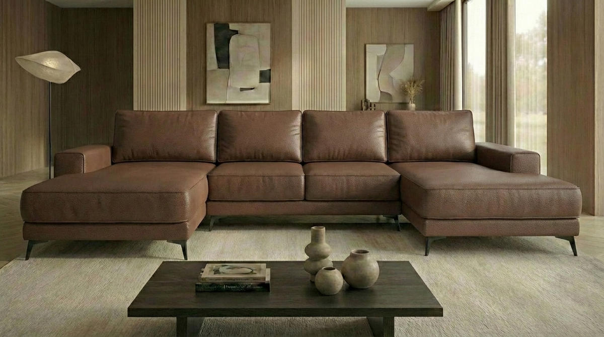 ECKSOFA VALTOR 320 cm x 185 cm – Stoff: ECO CAYENCE Espresso 1116 Farbe: Braun - Braun, Textil (320/185cm) - A&J MöbelLand