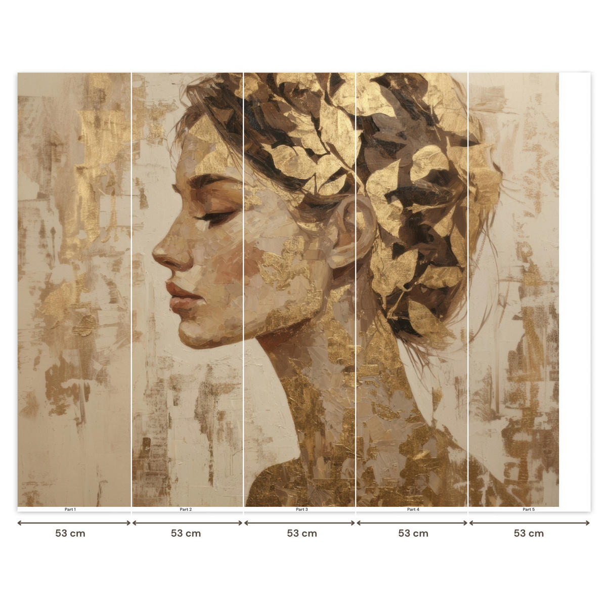 TAPETE - Frau - Gold - Abstrakt - Textur - 260x220 cm - Goldfarben, Papier (260/220cm) - OnlyWow