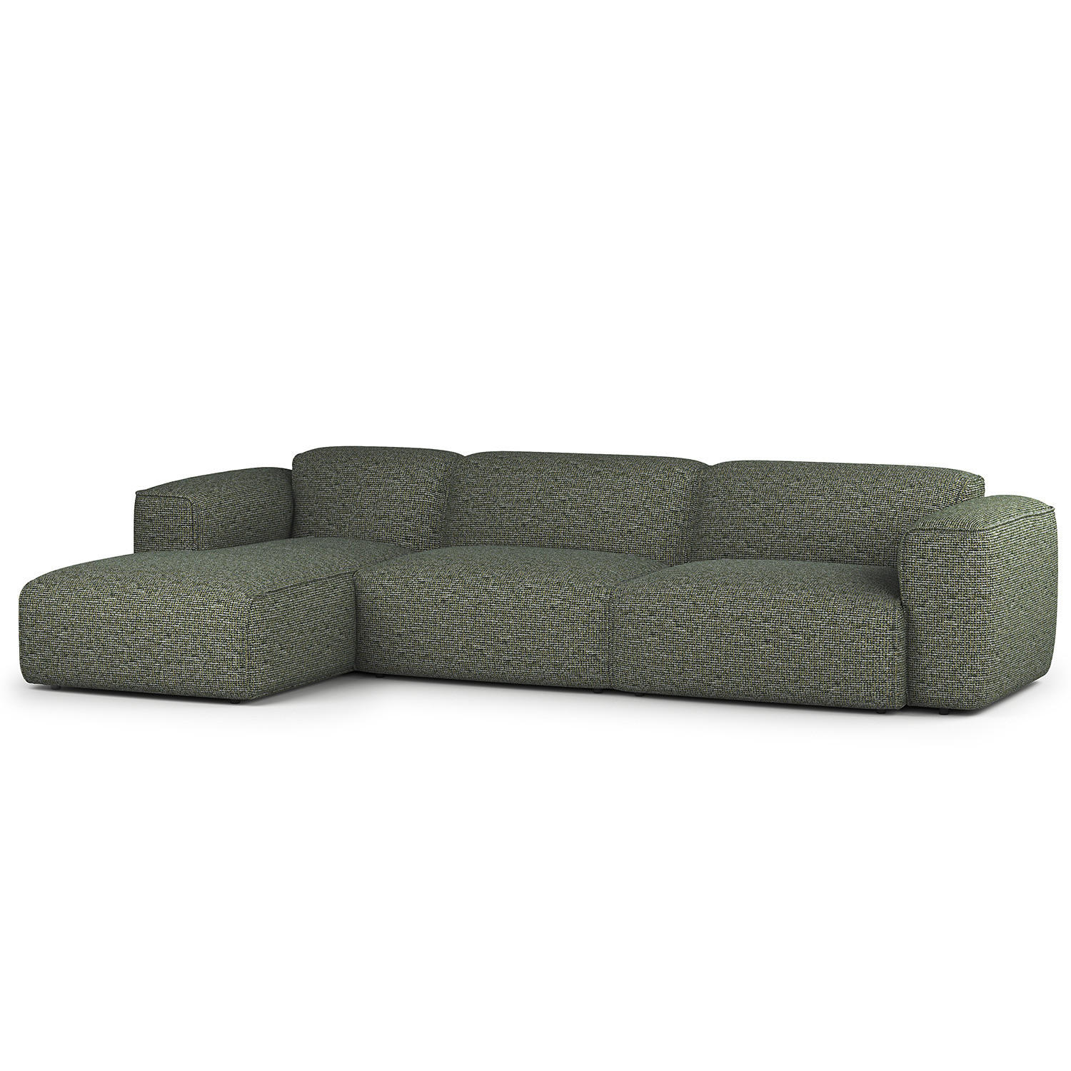 3-SITZER ECKSOFA mit Longchair - Schwarz/Grün, Kunststoff/Textil (317/173cm) - home24
