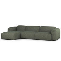 3-SITZER ECKSOFA mit Longchair - Schwarz/Grün, Kunststoff/Textil (317/173cm) - home24